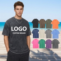 T-shirt personnalisé style rétro délavé à l'acide, 100% coton, coupe courte, noir uni, coupe oversize, tissu épais