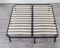 Cadre de lit pliable rembourré, base de support en métal robuste avec lattes en bois standard