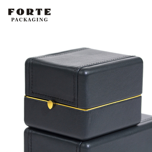 FORTE Genuine Leather <b>Black</b> Fashion Ring Jewelry <b>Box</b> Leather Jewellery <b>Box</b> - Product Image 6