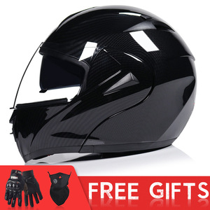 Casco de Motocicleta VIRTUE para Hombre, Tipos Abierto y Cerrado, Doble Lente, Patrón de Imitación de Fibra de Carbono, Certificado DOT/ECE, para Uso en Carretera - Product Image 2