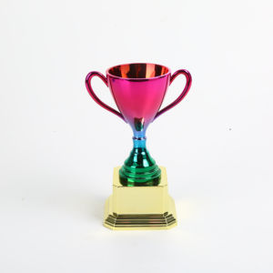 ของขวัญวันแม่และวันพ่อพลาสติก ABS ซูเปอร์วูแมนและผู้ชายมีการพิมพ์สกรีนด้วยรังสียูวีและผ้าไหมมินิถ้วยรางวัล - Product Image 1