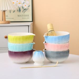 Handmade Bamboo Top Porcelain Ceramic Sakura-Themed Eco-Friendly Pink Japandi Style Matcha <b>Tea</b> <b>Set</b> Bowl <b>Tea</b> Coffee Customizable - Product Image 3