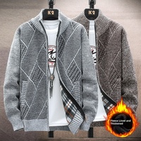 Kardigan Pria penjualan terlaris musim gugur 2025 sweter tebal kerah Fleece pakaian pria jaket ukuran Plus