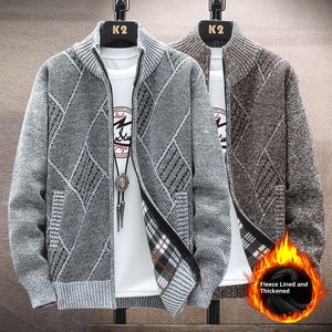 2025 autunno vendita calda Cardigan da <span class=keywords><strong>uomo</strong></span> maglione con collo foderato in pile giacca taglie forti abbigliamento maschile - Product Image 1