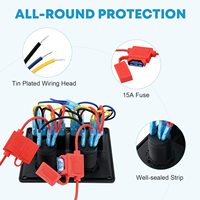 Panel de Interruptores Basculantes LED Marinos de 4 Canales, 12V, Impermeable, con Puerto USB QC3.0 para Coche, Luz de Navegación para Barco, Panel de Control de Instrumentos