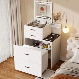 Multifunctional Classic Durable Dressing Table Led Mirror Storage Bedside Nightstand Panel Small Spaces Makeup <b>Vanity</b> <b>Bedroom</b> - Product Image 5
