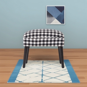<b>Stool</b> Factory Lightweight Checkered Fabric Footstool Ottoman with Wood Legs for Multi Scene Use - Product Image 5