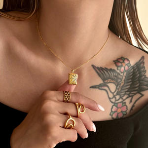 Nuovo caldo BOHO tarocchi portafortuna gettone sole collana zodiacale Dazan inverno placcato oro 18k appannamento libero in acciaio inox US <span class=keywords><strong>UK</strong></span> EU gioielli - Product Image 3