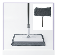 Serpillère plate 2-en-1 en acier inoxydable à auto-serrage, design créatif, avec lingettes jetables remplaçables pour le nettoyage des fenêtres et des sols