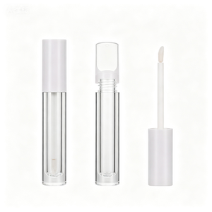 Tube de brillant à lèvres vide, transparent, rond, blanc, avec applicateur à baguette, rechargeable, anti-fuite, emballage cosmétique DIY, vente en gros - Product Image 2