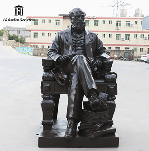 Estatua de Charles <span class=keywords><strong>Darwin</strong></span> de Tamaño Real, Escultura de Celebridad en Fibra de Vidrio con Acabado de Bronce Simulado para Decoración de Jardines de Museos Universitarios - Product Image 5