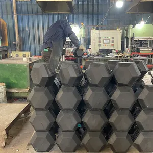 Équipement de fitness personnalisé en gros d'usine haltère hexagonal en caoutchouc