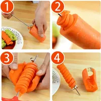 Roestvrijstalen Handmatige Spiraalsnijder Voor Groenten Salade Chopper Voor Wortelen Aardappelen Komkommers Mes Carving Tool Spiralisator