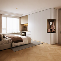 Armoire pleine hauteur au design minimaliste et laqué mat, avec coiffeuse intégrée, pour chambre principale de maison familiale, fabrication sur mesure