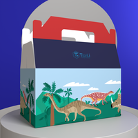 Boîte à repas pour enfants personnalisée, boîte en papier de qualité alimentaire avec poignée, boîte d'emballage pour hamburger à emporter