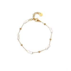 Fine <b>Beaded</b> <b>Bracelet</b> 316L Stainless Steel PVD <b>Gold</b> Plating Sustainable Resistant Jewelry for Women - Product Image 1