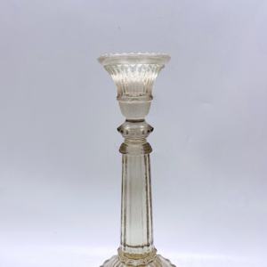 손으로 불어 유리 테이퍼 캔들 홀더 세트 2 골동품 프레스 유리 촛대 유리 가정 장식 - Product Image 5