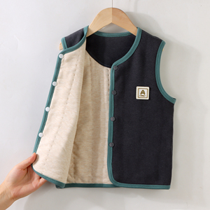 <span class=keywords><strong>Gilet</strong></span> d'hiver chaud et respirant pour garçons et filles, à simple boutonnage, longueur standard, <span class=keywords><strong>en</strong></span> tissu polyester et <span class=keywords><strong>laine</strong></span> rembourré, col rond 3D - Product Image 3