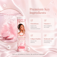 Comprimés effervescents blanchissants au glutathion OEM/ODM, saveur fraise, complément alimentaire éclaircissant et antioxydant pour la peau