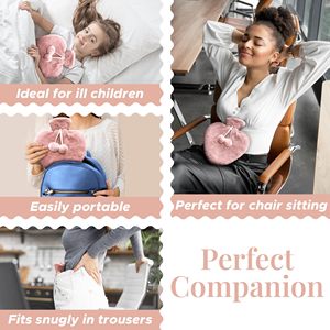 Sac de bouteille d'eau chaude en caoutchouc de couleur rose de qualité supérieure en forme de <span class=keywords><strong>coeur</strong></span> 1L avec couvercle moelleux <span class=keywords><strong>bouillotte</strong></span> - Product Image 5