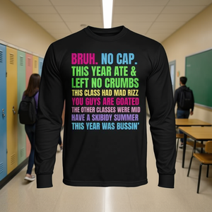 T-shirt unisex a maniche lunghe con girocollo e stampa digitale, magliette per il ritorno a scuola e per la laurea - Product Image 2