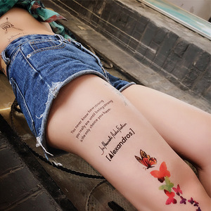 Autocollant de tatouage papillon avec texte, design temporaire pour bras, film PET imperméable, taille unique, impression numérique personnalisée - Product Image 1