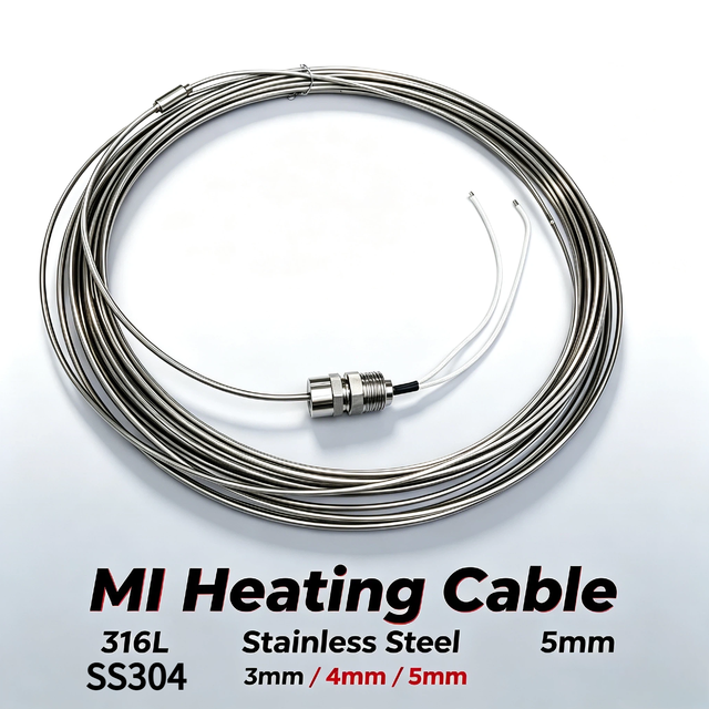 SS304/316L Stainless Steel MI Mineral Insulated Heating Cable 3mm 4mm 5mm Custom Length Corrosion Resistant Custom