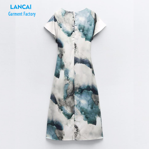 ชุดเดรสลำลองแขนสั้นพิมพ์ลายเปื้อนง่าย - Product Image 2
