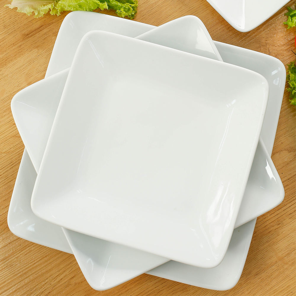 Dinnerware Set White Square Dessert Plates OEM Square Deep Concave