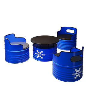 Ensemble table et chaises de <span class=keywords><strong>bar</strong></span> 4 places style industriel, en métal, baril d'huile, personnalisé, pour café, comptoir de <span class=keywords><strong>bar</strong></span>, canapé commercial - Product Image 6