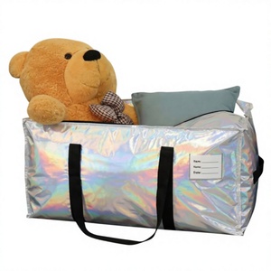 Sac de rangement en plastique tissé, imperméable, écologique, durable, épaissi, pliable, pour déménagement, vêtements, grande capacité, sac de voyage imprimé - Product Image 3