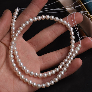 Perla de <span class=keywords><strong>Akoya</strong></span> de agua dulce de China, collar semiacabado blanco de cuentas redondas de 5-5,5mm con resplandor, joyería hecha a mano, Material de abalorios DIY - Product Image 4
