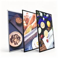 Boîtes lumineuses publicitaires LED pour affichage de menus sur table avec cadre fin et rétroéclairage uniforme pour café, restaurant, commerce de détail