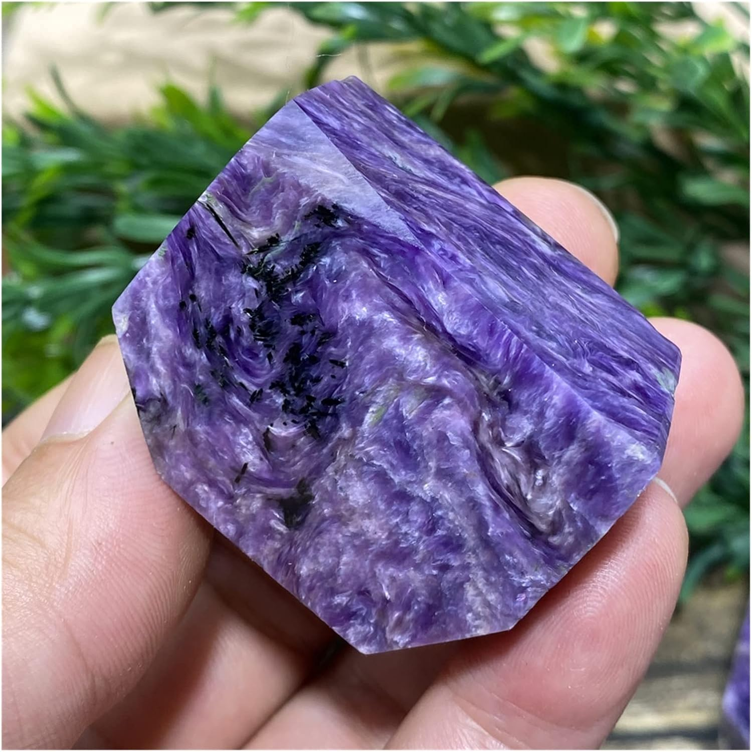 Charoite raw stone block