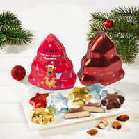 Emballage en métal de qualité alimentaire d'usine Boîte de Noël personnalisée en forme de biscuits Plaque de Noël en étain en forme d'arbre de Noël avec fenêtre