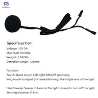 Contrôleur de lumière LED intelligent invisible pour armoire 60W 12V/24V, interrupteur à capteur tactile à détection de mouvement, portée de détection 2-4m, câble 2m, noir/blanc