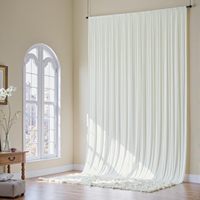 Tirai Latar Belakang Warna Ivory 10x16 kaki 2 Panel Poliester Anti Kusut untuk Pesta Pernikahan Ulang Tahun Baby Shower Fotografi Panggung