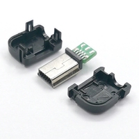 Connecteur Mini USB 5 broches 90 degrés Prise mâle en T avec capuchon en plastique pour adaptateur DIY PCB Câble de données SDA