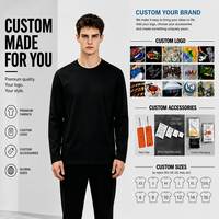 T-shirt à manches longues pour homme, col rond, 100% coton jersey, respirant, uni, basique, décontracté, possibilité d'ajouter un logo personnalisé, OEM