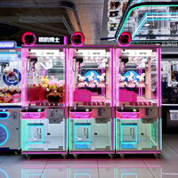 Machine à griffes avec compartiment de rangement supérieur, néon cyberpunk, lumière LED cool, machine à griffes d'arcade pour centre commercial/divertissement, course de machines à griffes