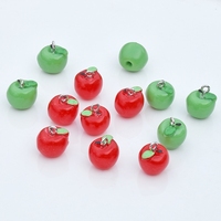 Pomme Fruits Charmes Résine Fruits Pendentifs 3D Dangle Pendentif Ornements avec Boucles Suspendues pour Boucle D'oreille Bracelet Collier Porte-clés