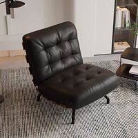 Chaise longue moderne en cuir italien canapé simple chaise de loisirs cadre en bois salon maison hôtel meubles chaises d'appoint