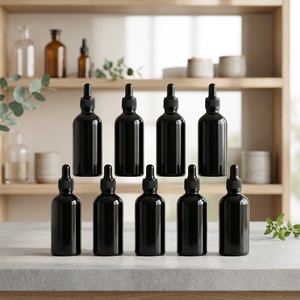 Black 5ml 10ml 15ml 20ml 30ml 50ml 100ml Dark Violet Glass Dropper Bottle for Essential Oil & Skincare Serum Screen Printing - Product Image 3