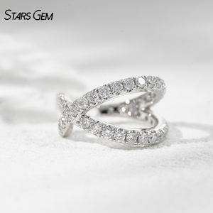 Pendientes de Clip con Diamantes Cultivados en Laboratorio, Oro Sólido de 10K, 1.4mm 0.5ct, Modernos y Unisex, Starsgem - Product Image 5