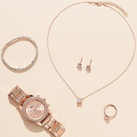 Ensemble de 5 montres chronographes à quartz pour femmes en acier inoxydable avec design à faux trois cadrans, style coréen décontracté