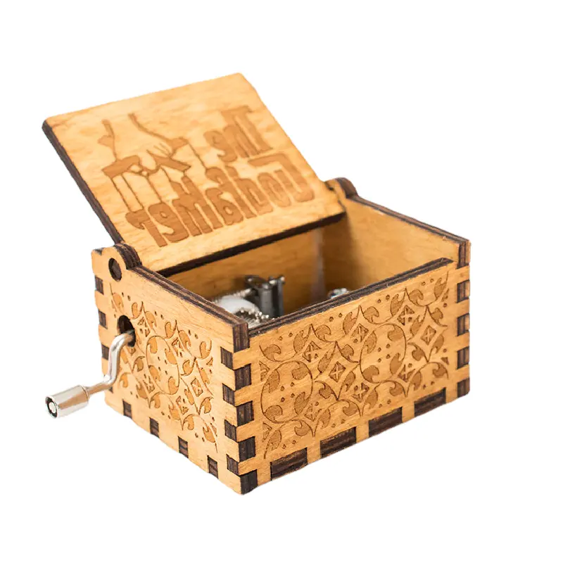 Fábrica atacado criatividade 2023 popular OEM personalizado retro madeira mini fácil manual caixa de música