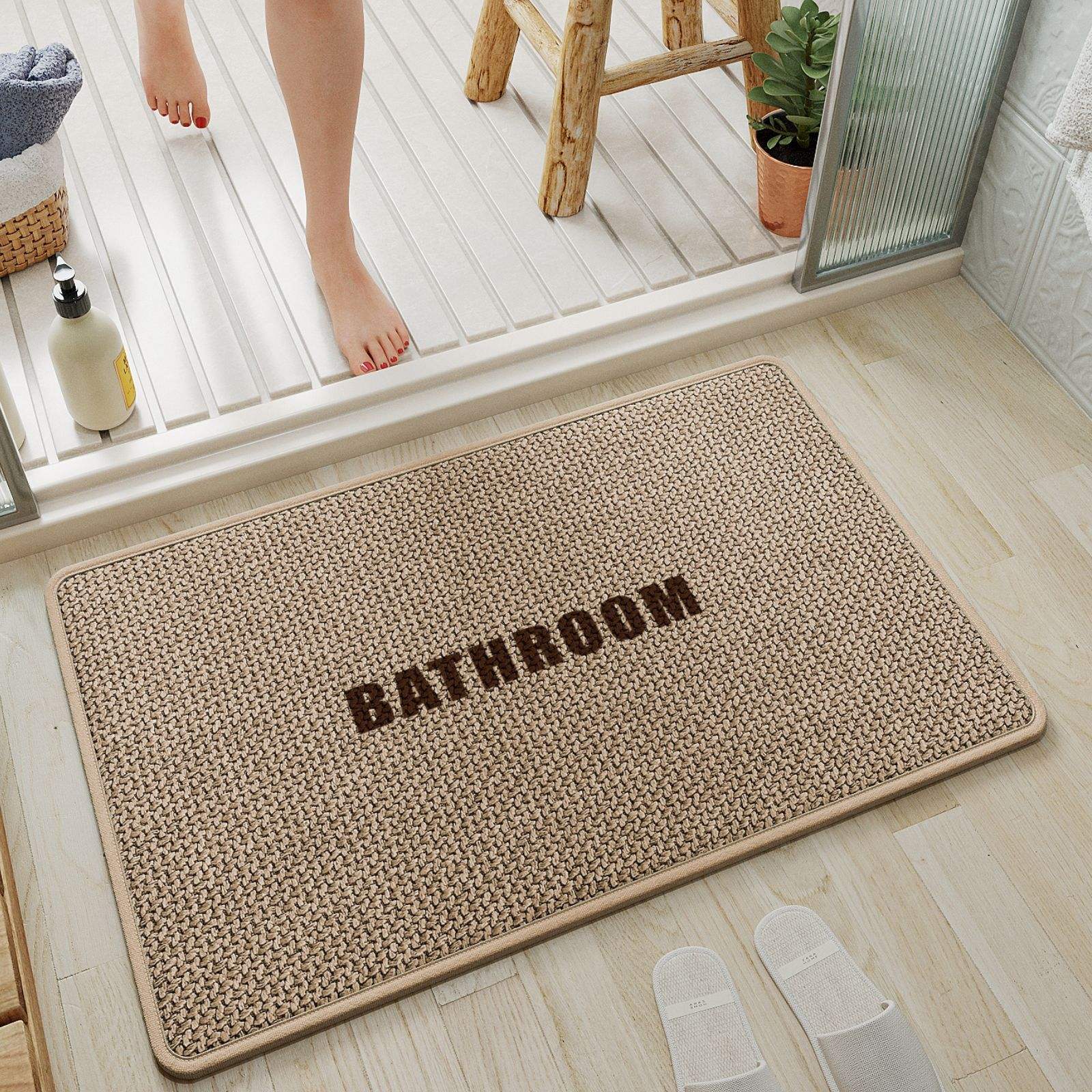 พื้นรองเท้ายางป่าน Sally - Miley สีน้ำตาลสี่เหลี่ยม