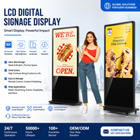 Pantalla de Señalización Digital Antideslumbrante de 55 Pulgadas con Logotipo Personalizado OEM ODM 2K 4K IPS LCD, 300-700 Nits, Ultra Delgada, con Soporte de Pie para Publicidad