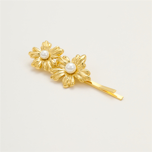 Pinza de pelo de flor de perla de concha de acero inoxidable chino para mujer, horquillas de pelo chapadas en oro impermeables de lujo, accesorios para el cabello - Product Image 6