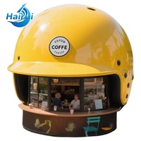 Quiosco de Café Gigante con Forma de Casco, Escultura de Fibra de Vidrio, Puesto de Comida Móvil Personalizado, Camión de Comida para Hamburguesas y Pollo Frito
